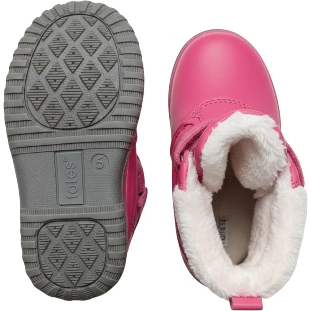 Totes Adventure Gear Girls Pink Glitter Faux Fur Snow Boots‎ Size 5 Toddler